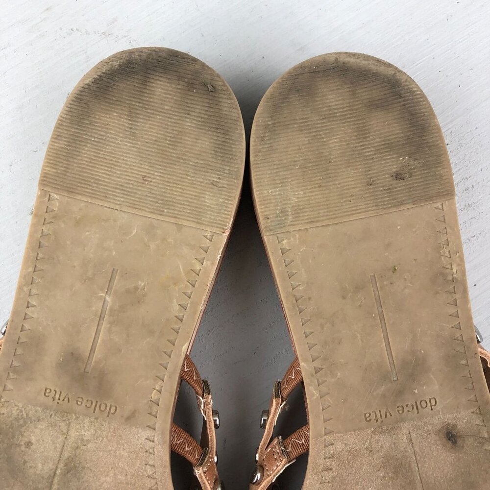 Dolce Vita Women's Size 9** Pinta Cafe Brown Studded Strappy Flats Sandals - Picture 10 of 11